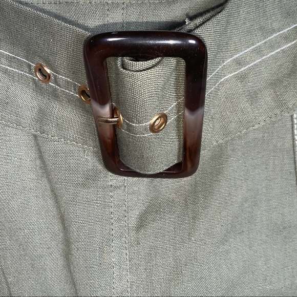 NWT ASOS cotton / linen olive green belted maxi skirt size 8 - Picture 2 of 8